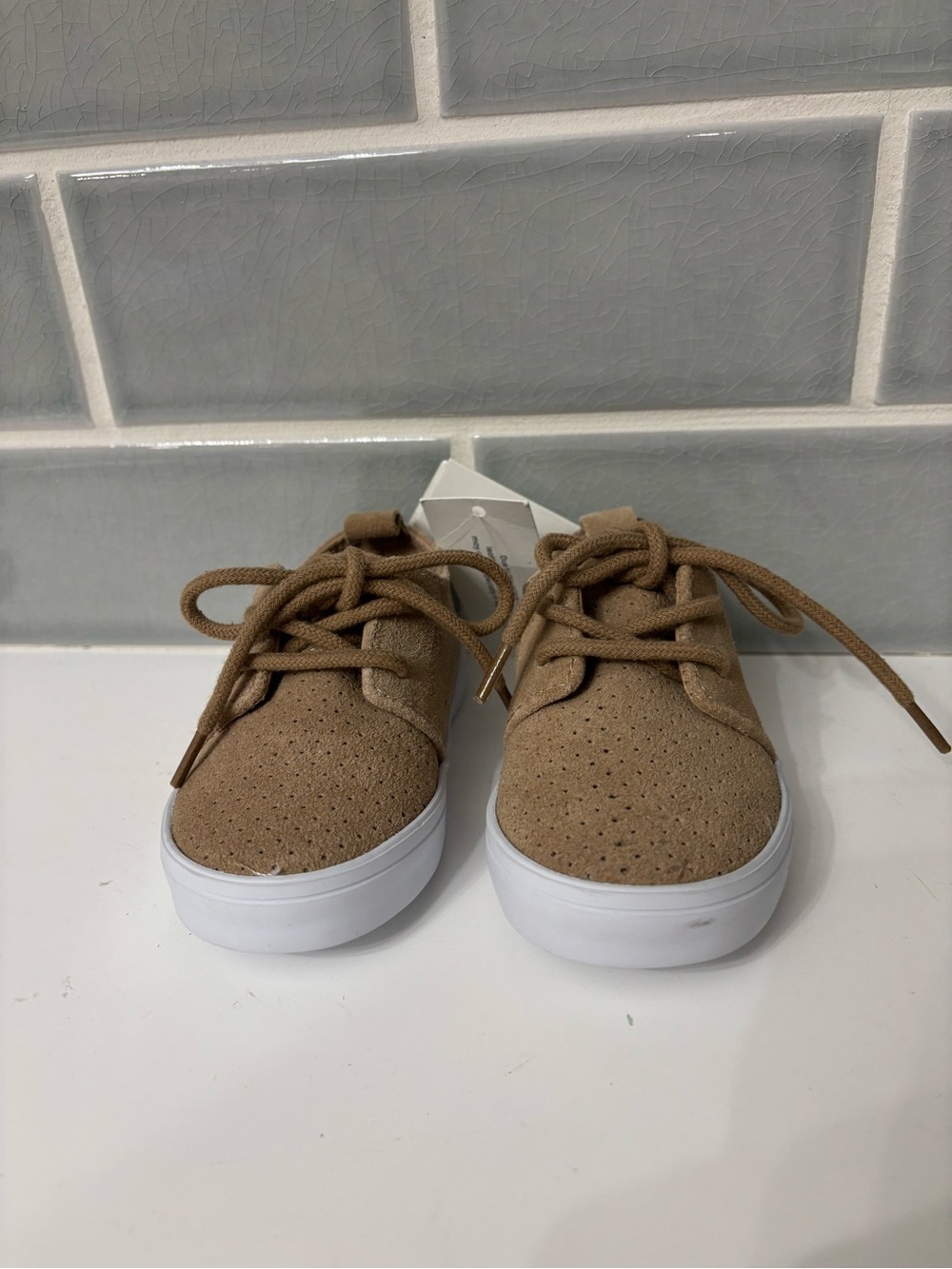 Janie and Jack Toddler Boys Brown Lace-Up Perforated Sneakers-new-size 5